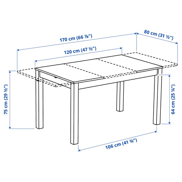 ÅLHULT طاولة قابلة للتمديد, أسود/بني, 120/170x80 سم