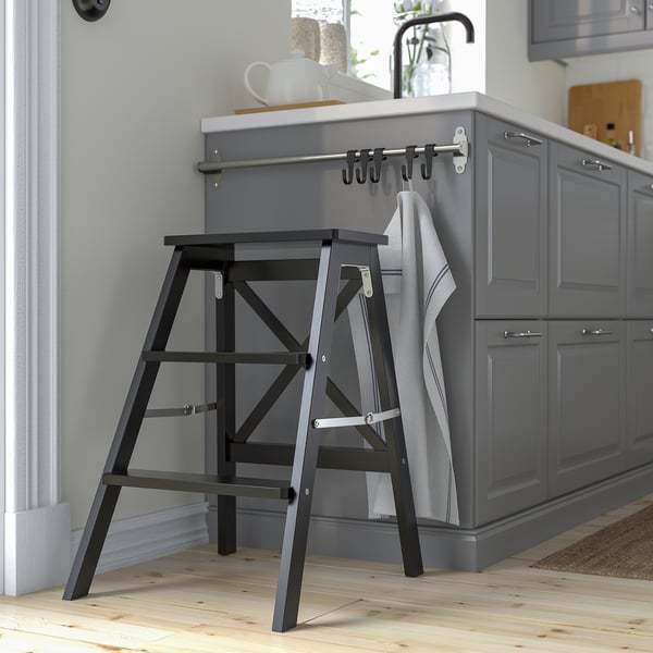 BEKVÄM مقعد/سلّم, أسود, 63 سم
