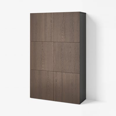 BESTÅ تشكيلة تخزين مع أبواب, أسود-بني Björköviken/بني قشرة سنديان مصبوغ, ‎120x42x193 سم‏