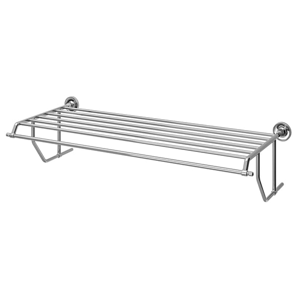 BROFJÄRDEN رف مع علاقة مناشف, مظهر الكروم, 75x29 سم