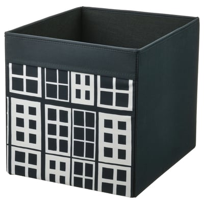 DRÖNA صندوق, أسود/نقش, ‎33x38x33 سم‏