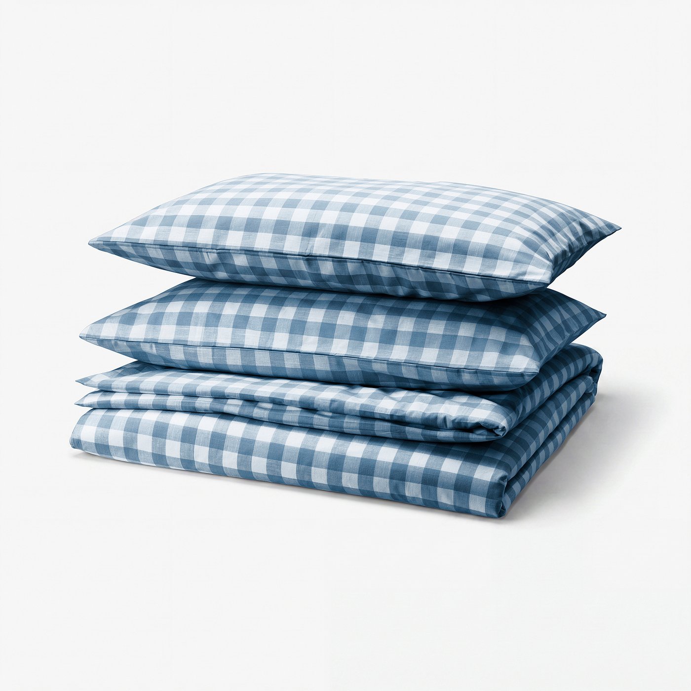 EKTANDVINGE غطاء لحاف و ٢ غطاء مخدة, أزرق غامق أبيض/مربّع, ‎240x220/50x80 سم‏