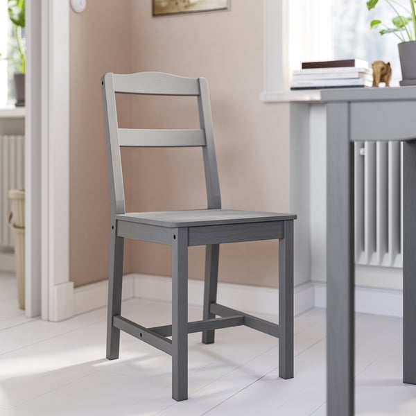 HAUGA / HAUGA طاولة و 4 كراسي, رمادي/رمادي, 118x74 سم