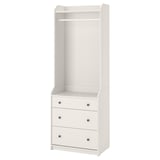 HAUGA خزانة ملابس مفتوحة مع ٣ أدراج, أبيض, 70x199 سم