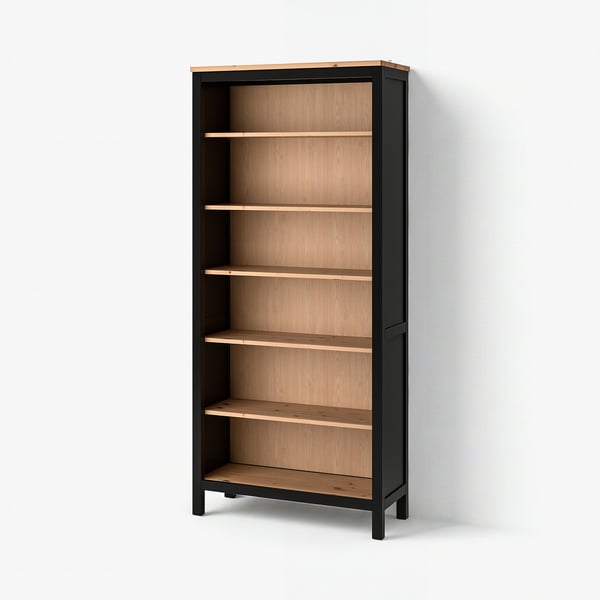 HEMNES مكتبة, أسود-بني/بني فاتح, 90x197 سم