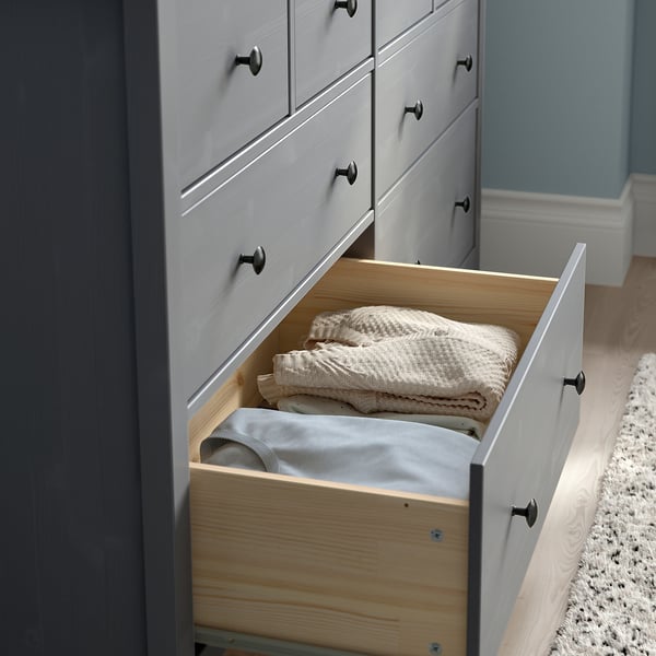 HEMNES خزانة بـ 8 أدراج, رمادي مصبوغ, 160x96 سم