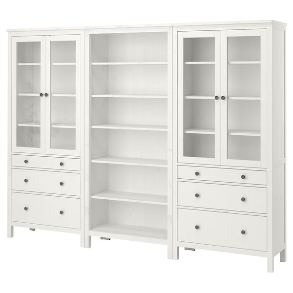 HEMNES تشكيلة تخزين مع أبواب/ أدراج, أبيض, 270x197 سم