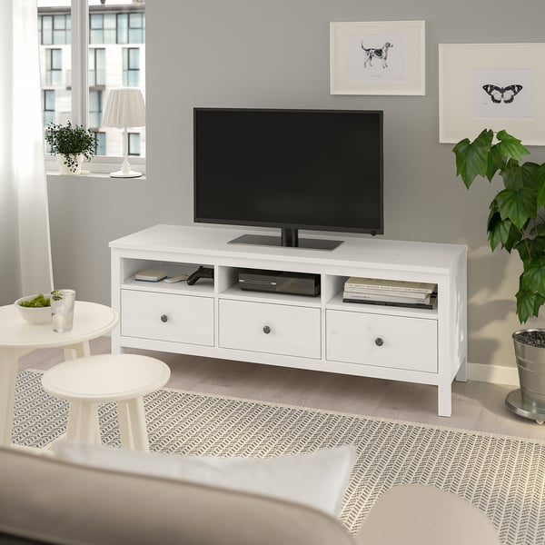 HEMNES طاولة تلفزيون, أبيض, 148x47x57 سم