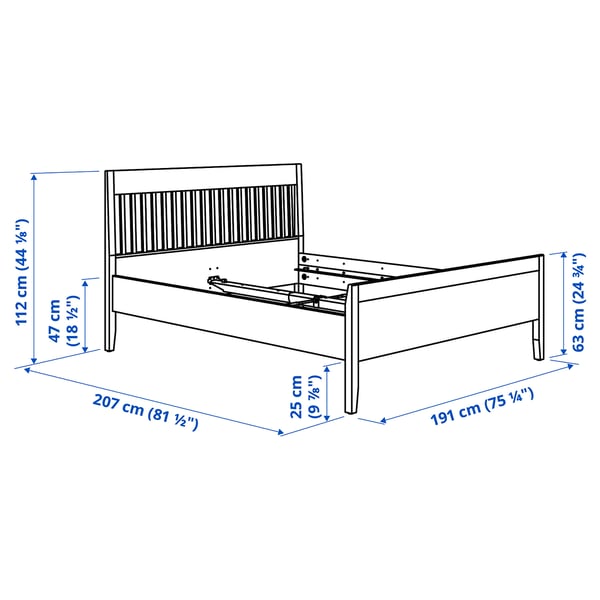 IDANÄS هيكل سرير, أبيض/Lindbåden, 180x200 سم