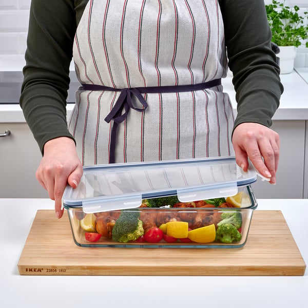 IKEA 365+ حافظة طعام بغطاء, مستطيل/زجاج بلاستيك, 3.1 ل