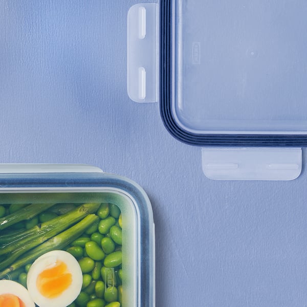 IKEA 365+ حافظة طعام بغطاء, مستطيل زجاج/بلاستيك, 1.8 ل
