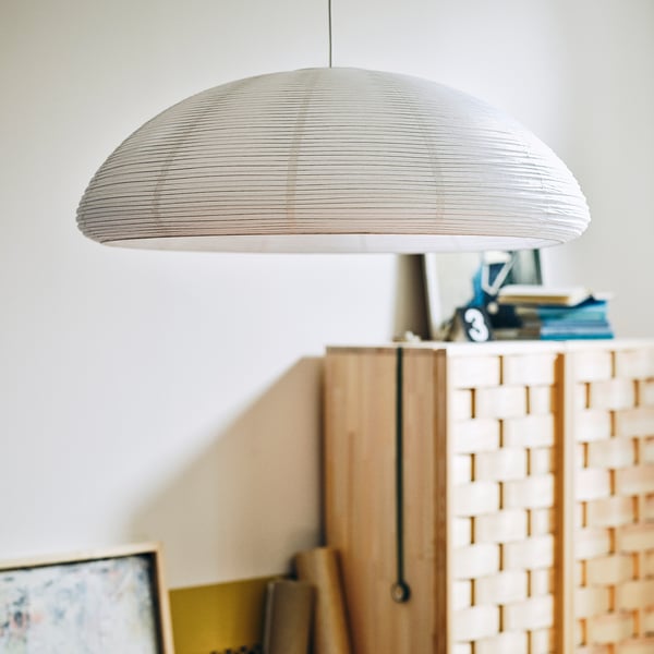 IKEA PS 2026 غطاء مصباح معلق, صناعة يدوية/أبيض, 90 سم