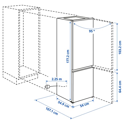 ISANDE ثلاجة/مجمدة, IKEA 700 مدمج, 192/62 ل