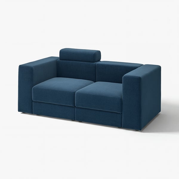 JÄTTEBO وحدة كنب بمقعدين, مع مسند للرأس/Samsala أزرق غامق
