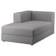 JÄTTEBO وحدة أريكة طويلة، يسار, مع مسند ذراعين/Tonerud رمادي