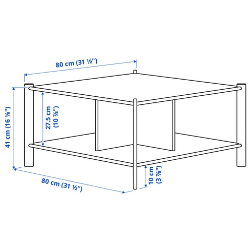 JÄTTESTA طاولة قهوة, أسود, 80x80 سم