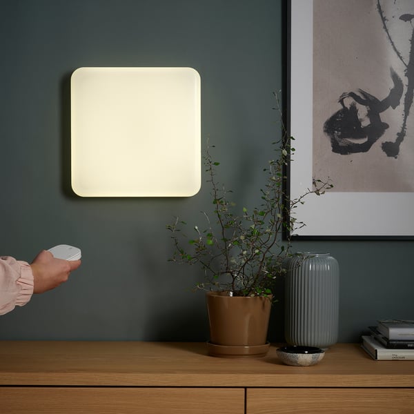 JETSTRÖM لوحة إضاءة حائطية LED, ذكي إضاءة قابلة للتعتيم/سلك داخلي طيف أبيض وملون, 30x30 سم