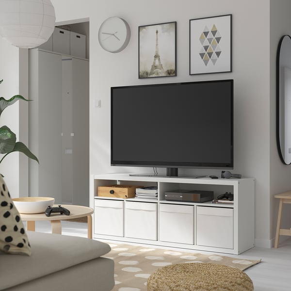 KALLAX طاولة تلفزيون, أبيض, 147x60 سم