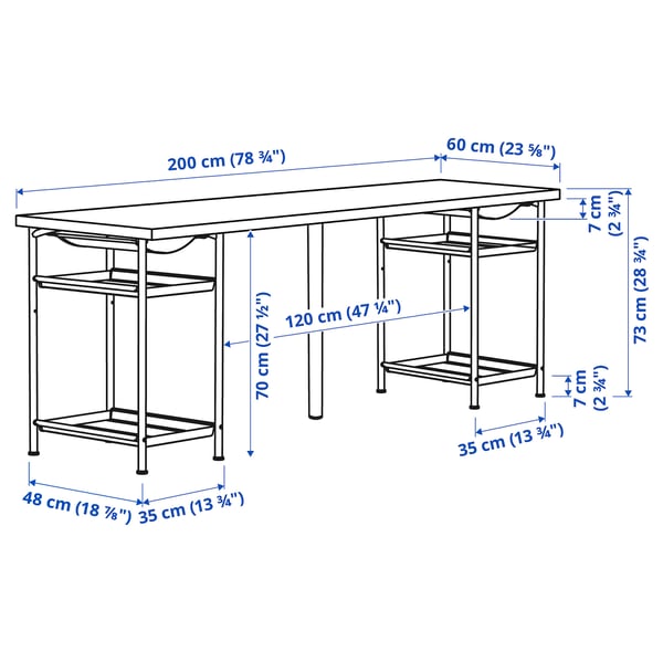LAGKAPTEN / SPÄND مكتب, أبيض, 200x60 سم