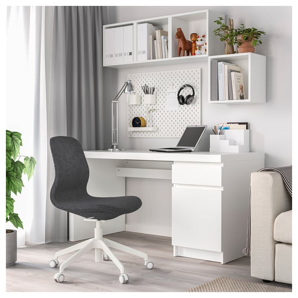 LÅNGFJÄLL كرسي اجتماعات, Gunnared رمادي غامق/أبيض