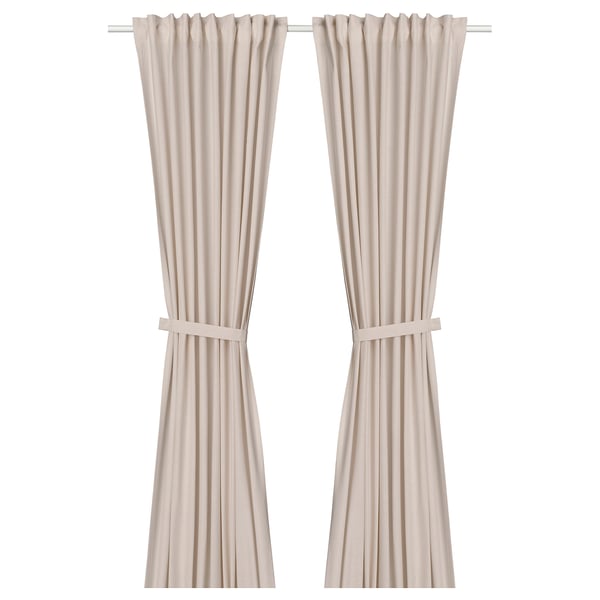 LENDA زوج ستائر مع مرابط, زهري فاتح/مع شريط ستارة, 140x300 سم