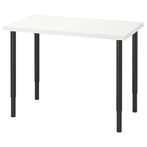 LINNMON / OLOV مكتب, أبيض/أسود, 100x60 سم