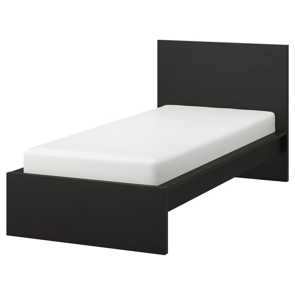 MALM هيكل سرير، عالي, أسود-بني/Luröy, 90x200 سم