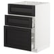 METOD خزانة قاعدة لحوض+3 واجهات/2أدراج, أبيض/Lerhyttan أسود, 60x60 سم