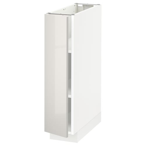 METOD خزانة قاعدة مع أرفف, أبيض/Ringhult رمادي فاتح, 20x60 سم