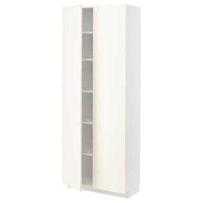 METOD خزانة عالية مع أرفف, أبيض/Vallstena أبيض, ‎80x37x200 سم‏
