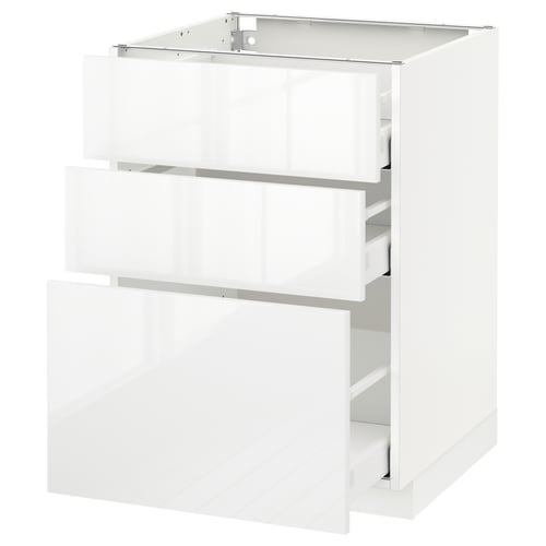 METOD / MAXIMERA خزانة أساسية مع 3 أدراج, أبيض/Ringhult أبيض, 60x60 سم