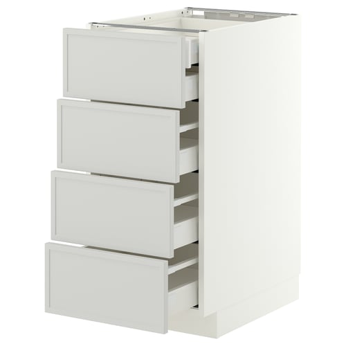 METOD / MAXIMERA خزانة قاعدة 4 واجهة/2منخفض/3وسط, أبيض/Aspudden رمادي فاتح, 40x60 سم