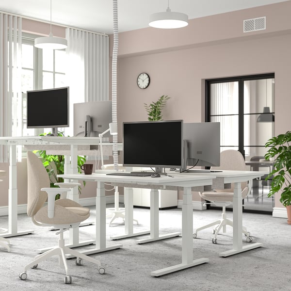 MITTZON مكتب متغيّر الارتفاع, كهربائي أبيض, 120x80 سم