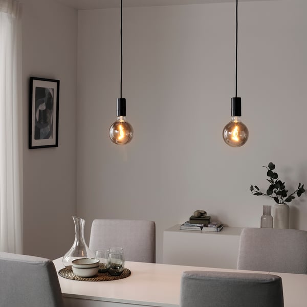 MOLNART لمبة LED E27 140 lumen, كروي زجاج رمادي شفاف, 125 مم