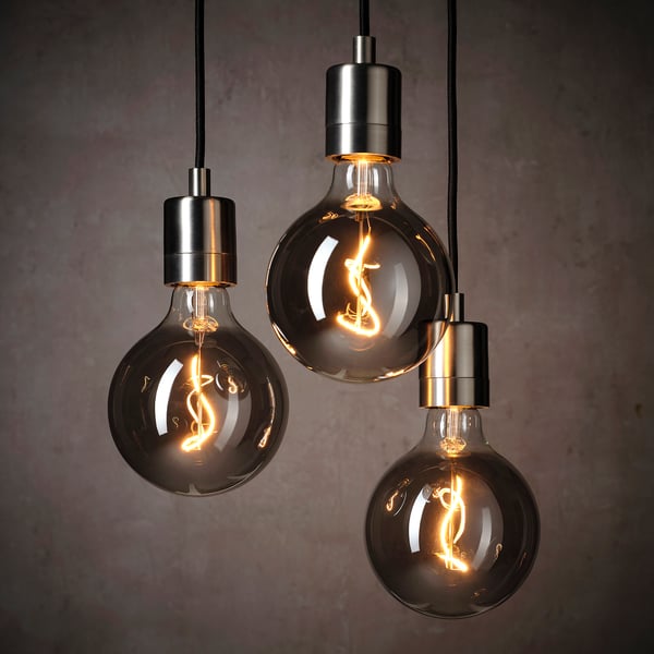 MOLNART لمبة LED E27 140 lumen, كروي زجاج رمادي شفاف, 125 مم