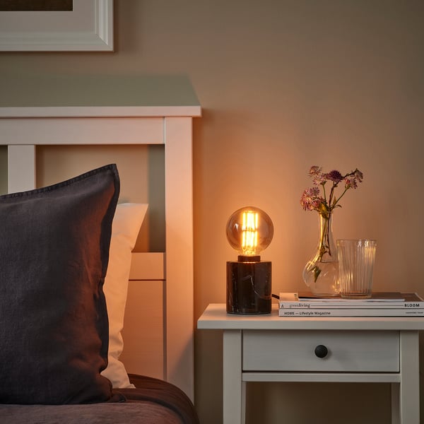 MOLNART لمبة LED E27 150 lumen, كروي زجاج رمادي شفاف, 95 مم