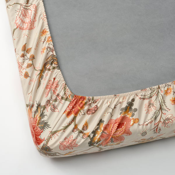 NÄSSELKLOCKA شرشف بمطاط, رمادي فاتح-بيج, 90x200 سم