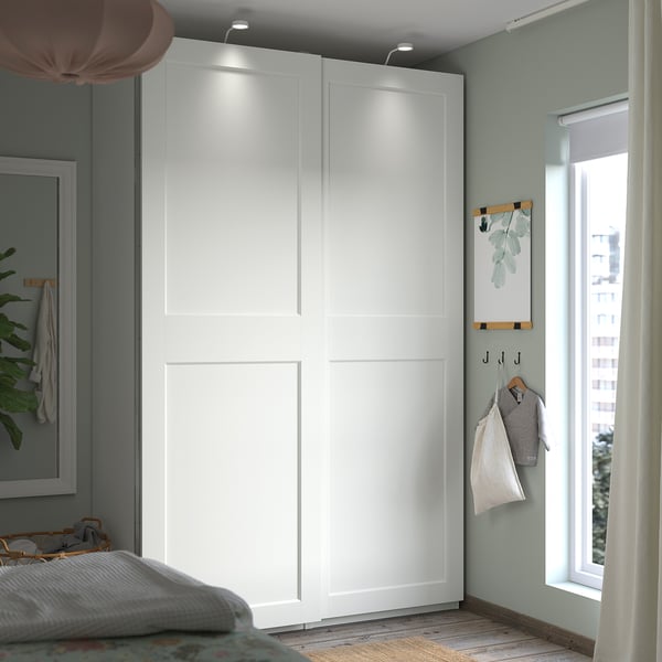 PAX / GRIMO دولاب ملابس, أبيض/أبيض, 150x66x236 سم