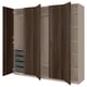 PAX / STORKLINTA تشكيلة دولاب ملابس., رمادي-بيج/بني غامق مظهر سنديان مصبوغ, ‎250x60x236 سم‏