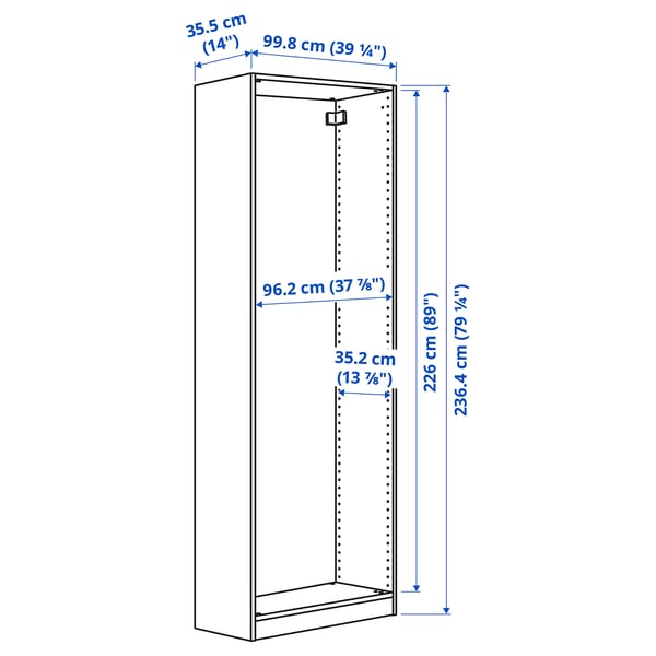 PAX هيكل دولاب ملابس, أبيض, 100x35x236 سم
