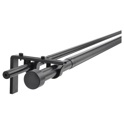 RÄCKA / HUGAD تشكيلة عمود ستارة مزدوج, أسود, 210-385 سم