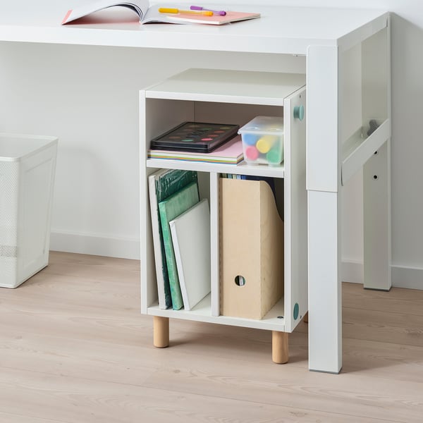 SMUSSLA طاولة سرير جانبية/وحدة رف, أبيض