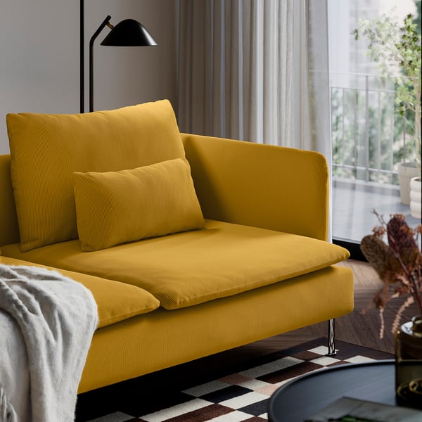 SÖDERHAMN كنبة 4 مقاعد, مع أريكة طويلة/Kelinge أصفر غامق