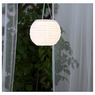 SOLVINDEN مصباح معلق طاقة شمسية LED, خارجي/كروي أبيض, 22 سم