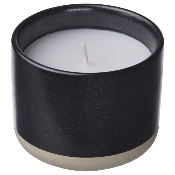 STÖRTSKÖN شمعة معطرة في برطمان خزفي, توت/أسود, 25 س