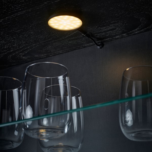 STRIMSÄV مصباح موجّه LED, أسود