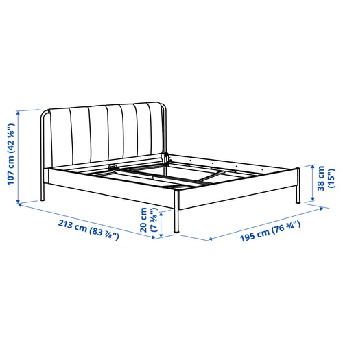 TÄLLÅSEN هيكل سرير بتنجيد, Kulsta رمادي-أخضر/Luröy, 180x200 سم