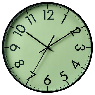 TALLSPARV ساعة حائط, أسود/أخضر, 28 سم