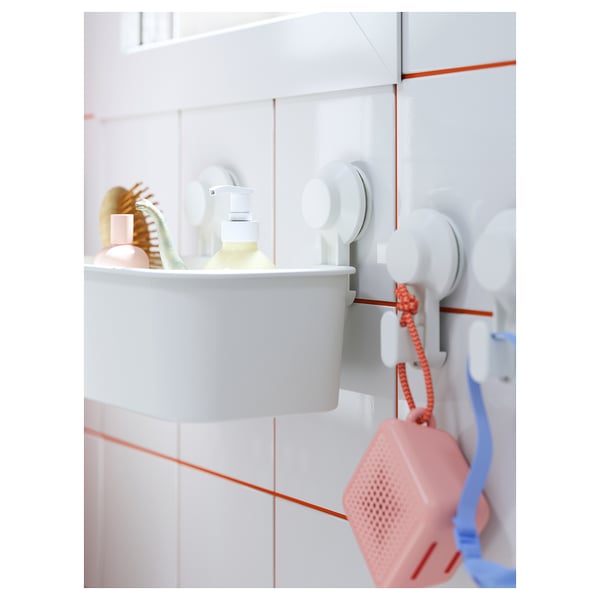 TISKEN حاوية مع لاصقات مطاطية, أبيض