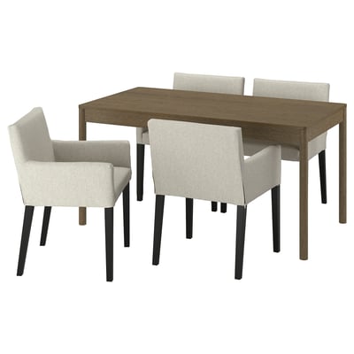 TONSTAD / MÅRENÄS طاولة و 4 كراسي, بني قشرة سنديان/Gunnared بيج أسود, 150x80 سم